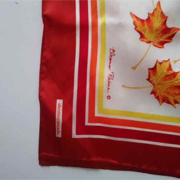 Vintage Skemo Canada Scarf Eleanor Paine Leaves Fall Autumn Japan 100% Acetate - Picture 4 of 5